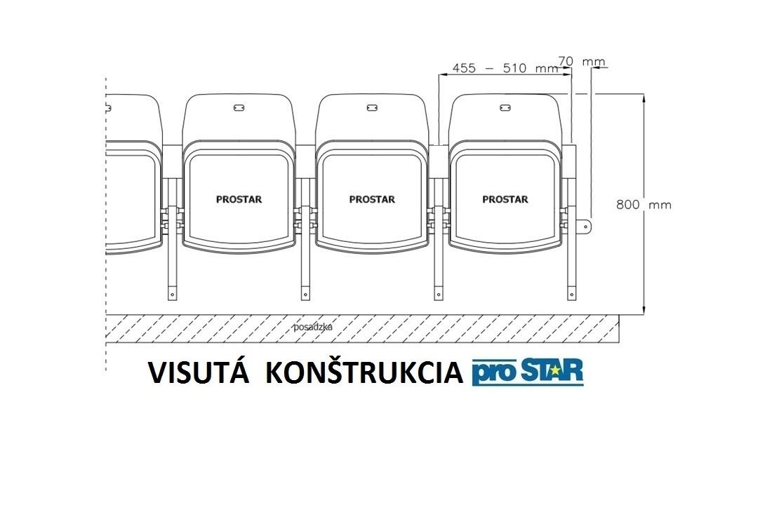 individuálné visuté sklopné sedačky na tribuny prostar